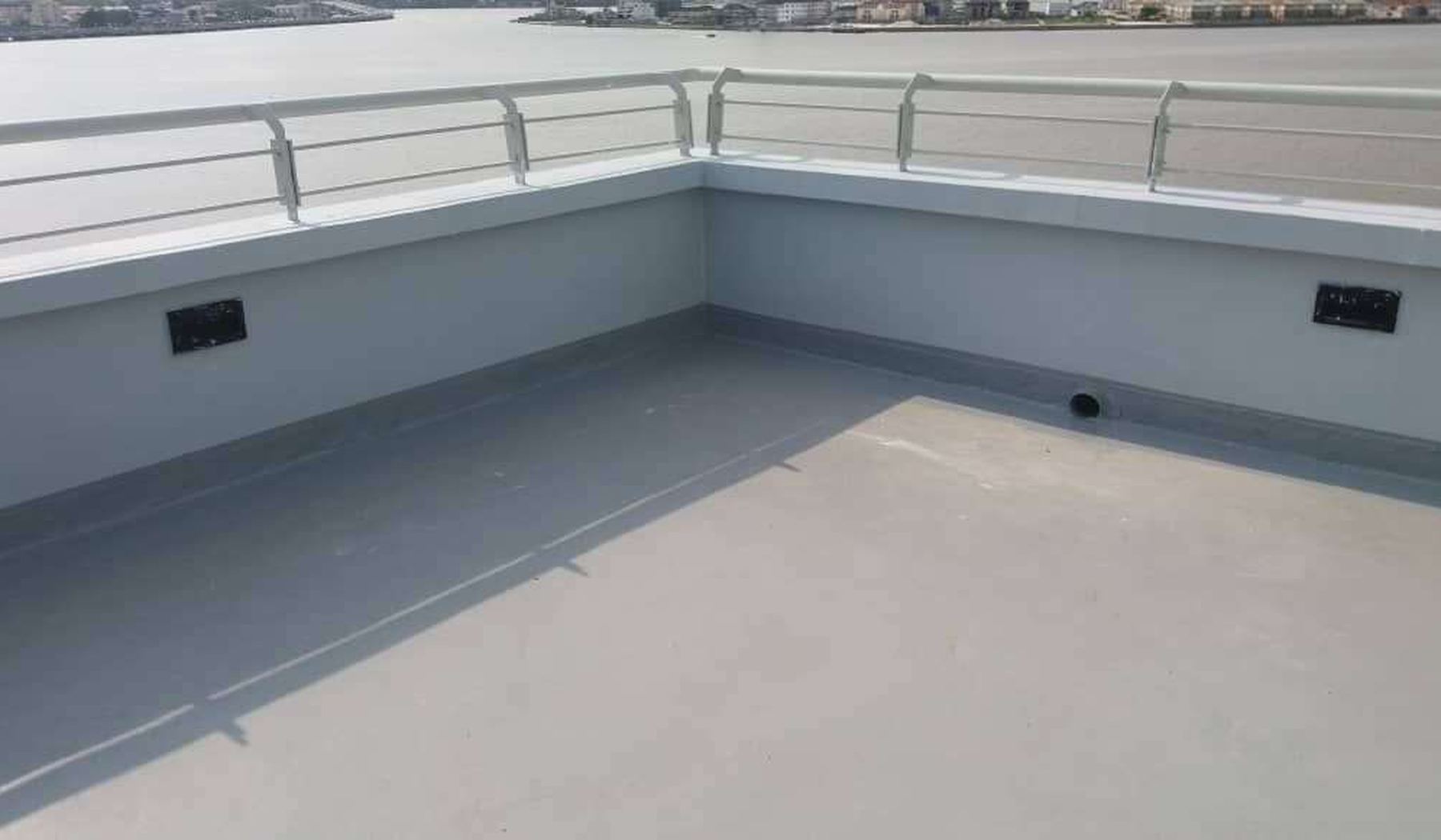 Completed waterproofed rooftop terrace overlooking the Lagos waterfront